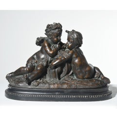"Putti" 19th c. Terracotta, Antique, Mythical Figures, Patina