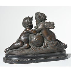 "Putti" 19th c. Terracotta, Antique, Mythical Figures, Patina