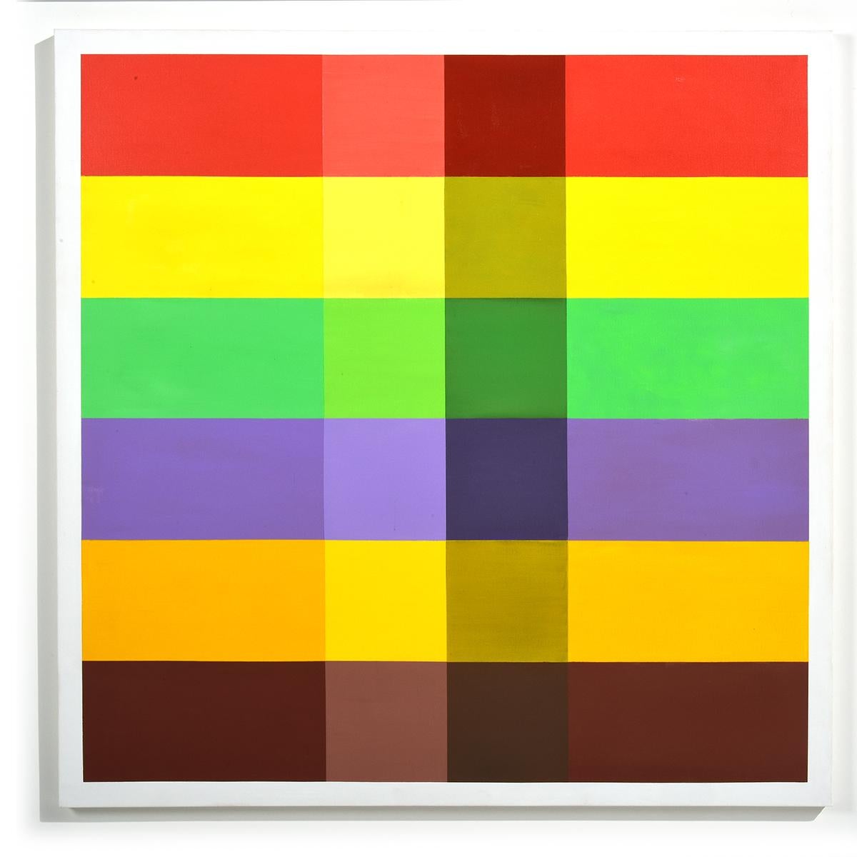 Abstract Painting David Rubello - « Color Moves » abstrait, géométrique, linéaire, coloré