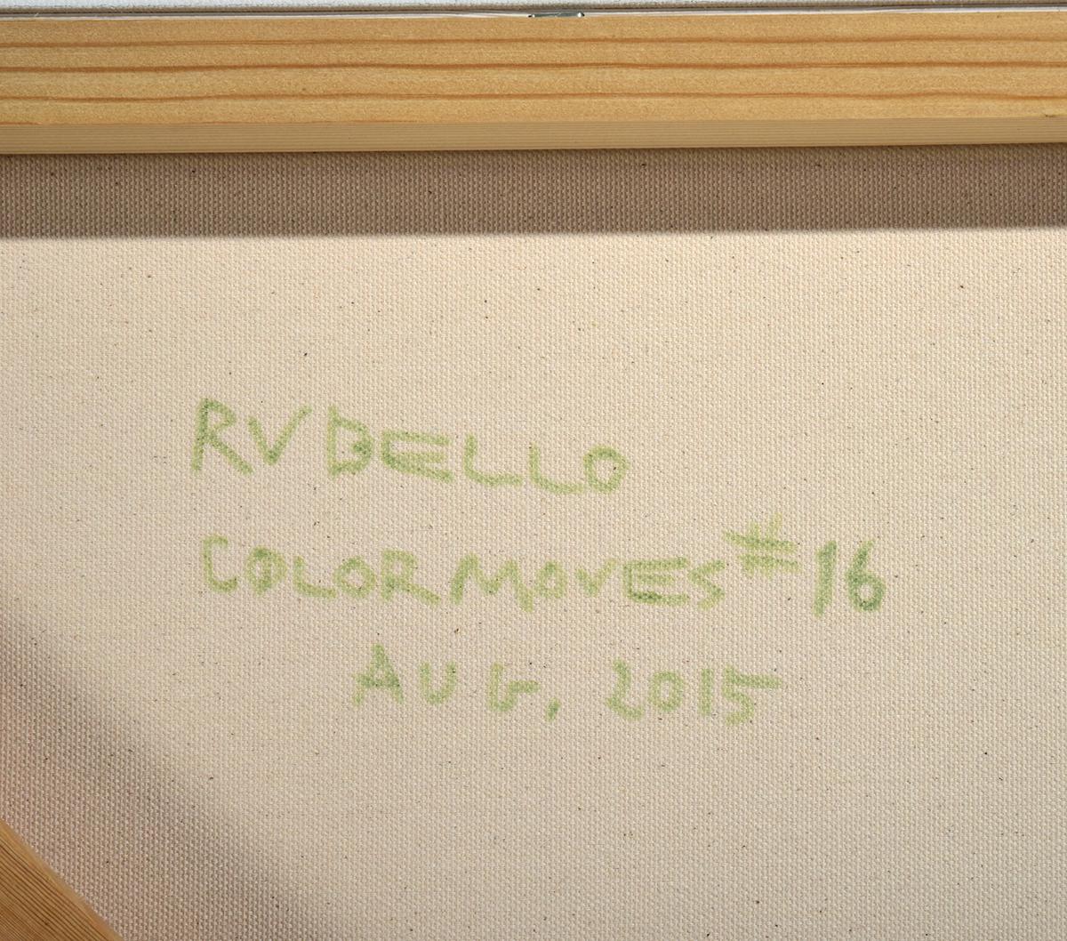 « Color Moves » abstrait, géométrique, linéaire, coloré - Jaune Abstract Painting par David Rubello