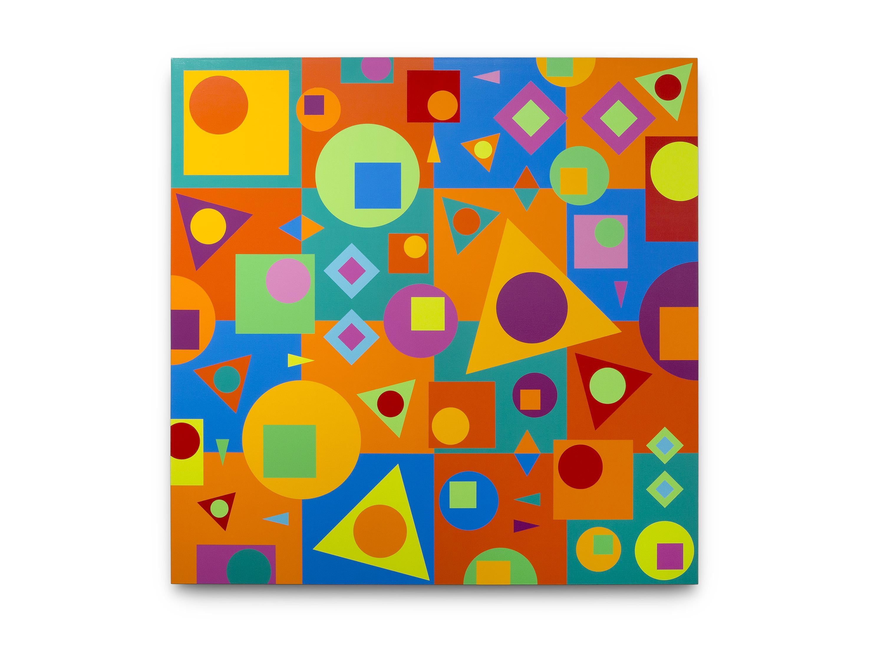 Franklin Jonas Abstract Painting - "Geostructure II" Abstract, Geometric, Colors, Primary Shapes, Acrylic