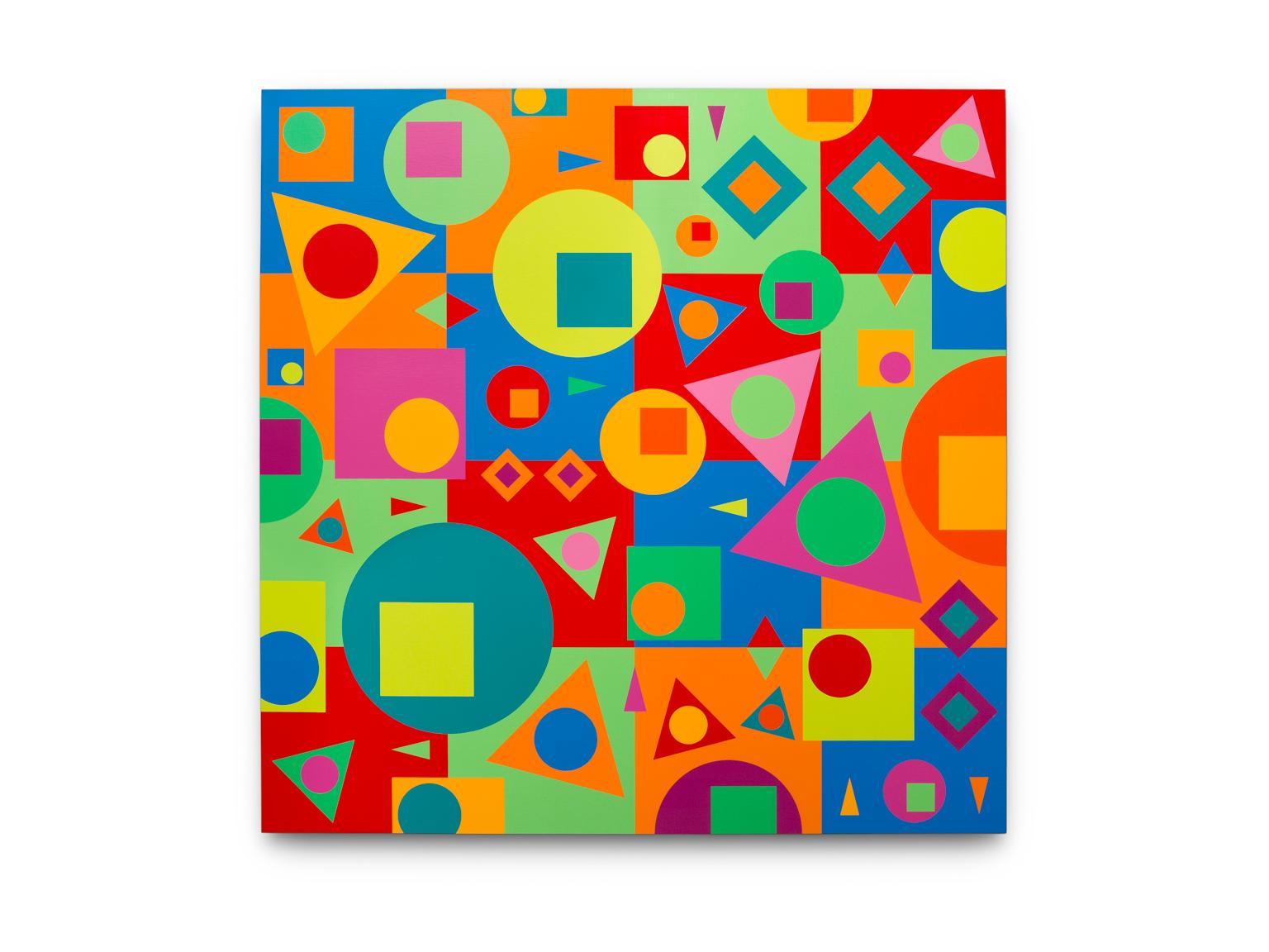 « Geostructure IX » abstrait, géométrique, couleurs, formes primaires, acrylique