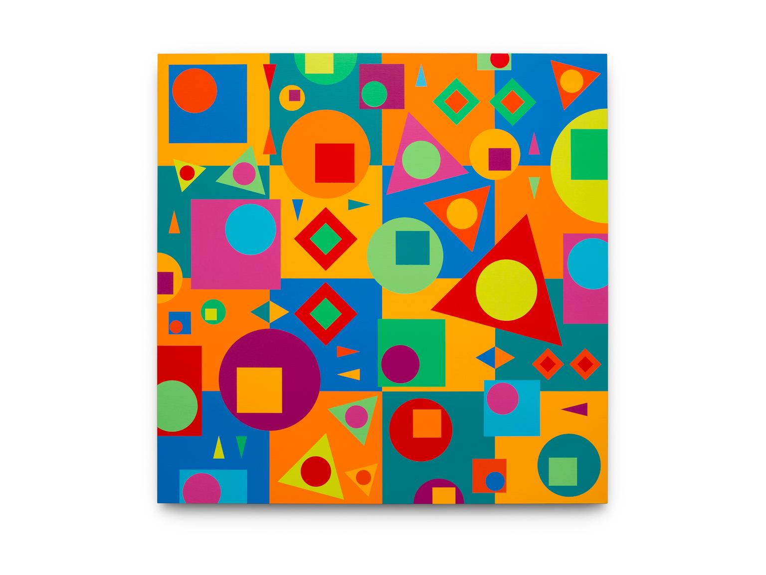 Franklin Jonas Abstract Painting - "Geostructure VI" Abstract, Graphic, Colors, Geometric, Primary Shapes, Acrylic