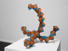 "Blue Abstraction" Blown-glass, Steel, Abstract, Sculpture