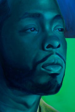 "Carlos II" Portrait, Blues, Greens, Acrylic, Psychological Drama