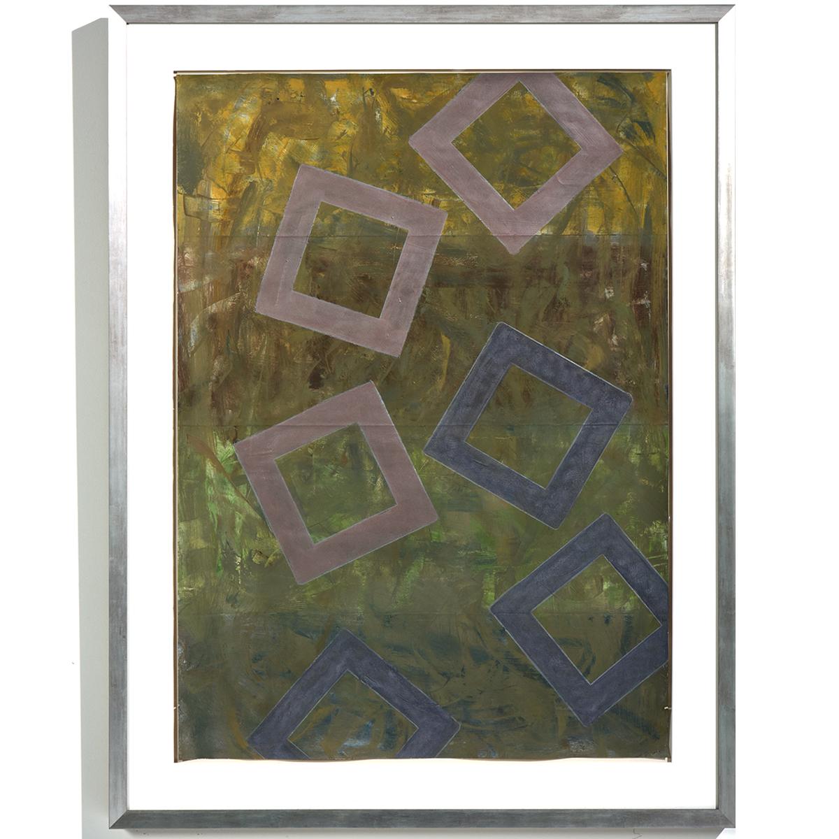 William Antonow Abstract Painting - "Falling Squares" Abstract, Linear, Muted Colors, Acrylic