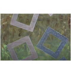 "Falling Squares" Abstract, Linear, Muted Colors, Acrylic