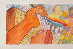 „Mexicantown: Bagley Bridge“ Proposalzeichnung für Kachelmosaik, Aquarell