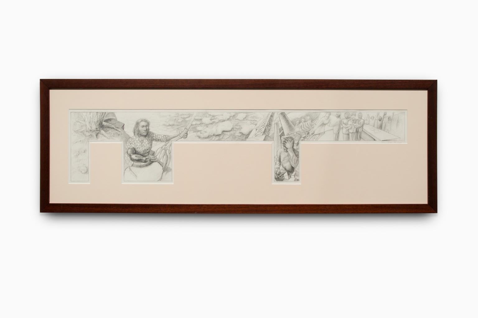 "Earth, Wind, Fire, and Water" Proposal Drawing for Mural, Figurative, Pencil - Art by Hubert Massey