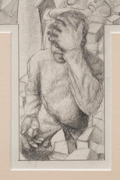 „Earth, Wind, Fire, and Water“ Proposalzeichnung für Wandmalerei, figürlich, Bleistift