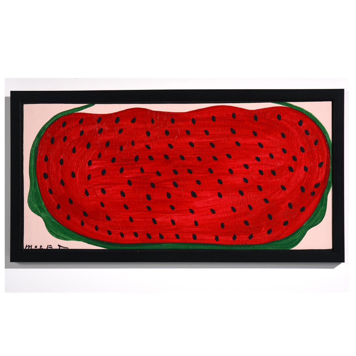 Mose Tolliver Still-Life Painting - "Watermelon" Iconic, Folk Art, Colorful, Acrylic on Board