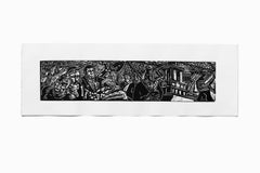 "History of Detroit" Linoleum Cut, Black Ink, African American, Mural Style
