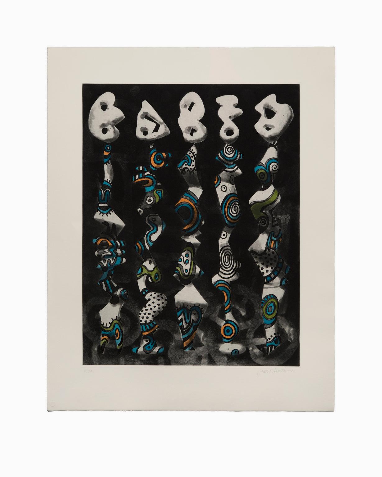 James Hansen Abstract Print - "Untitled I", Abstract Aquatint Color Etching Lithograph, Signed and Numbered 