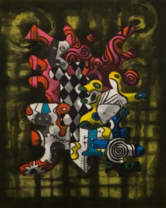 "Untitled III", Abstract Aquatint Color Etching Lithograph, Signed and Numbered