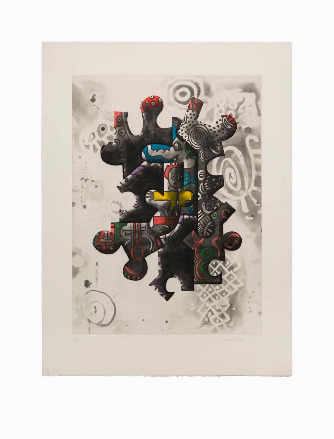 James Hansen Abstract Print -  "Untitled II", Abstract Aquatint Color Etching Lithograph, Signed and Numbered 