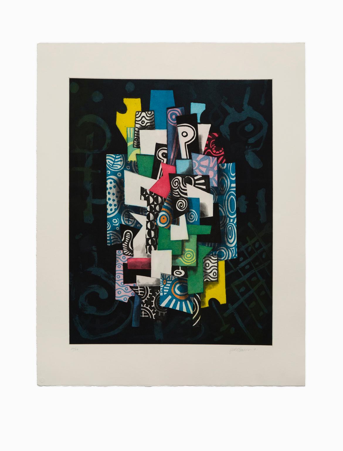 James Hansen Abstract Print - "Untitled IV", Abstract Aquatint Color Etching Lithograph, Signed and Numbered 