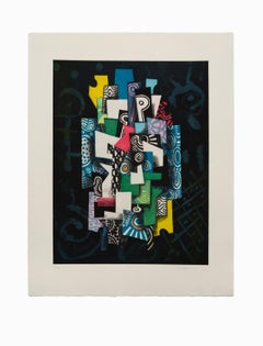 "Untitled IV", Abstract Aquatint Color Etching Lithograph, Signed and Numbered 