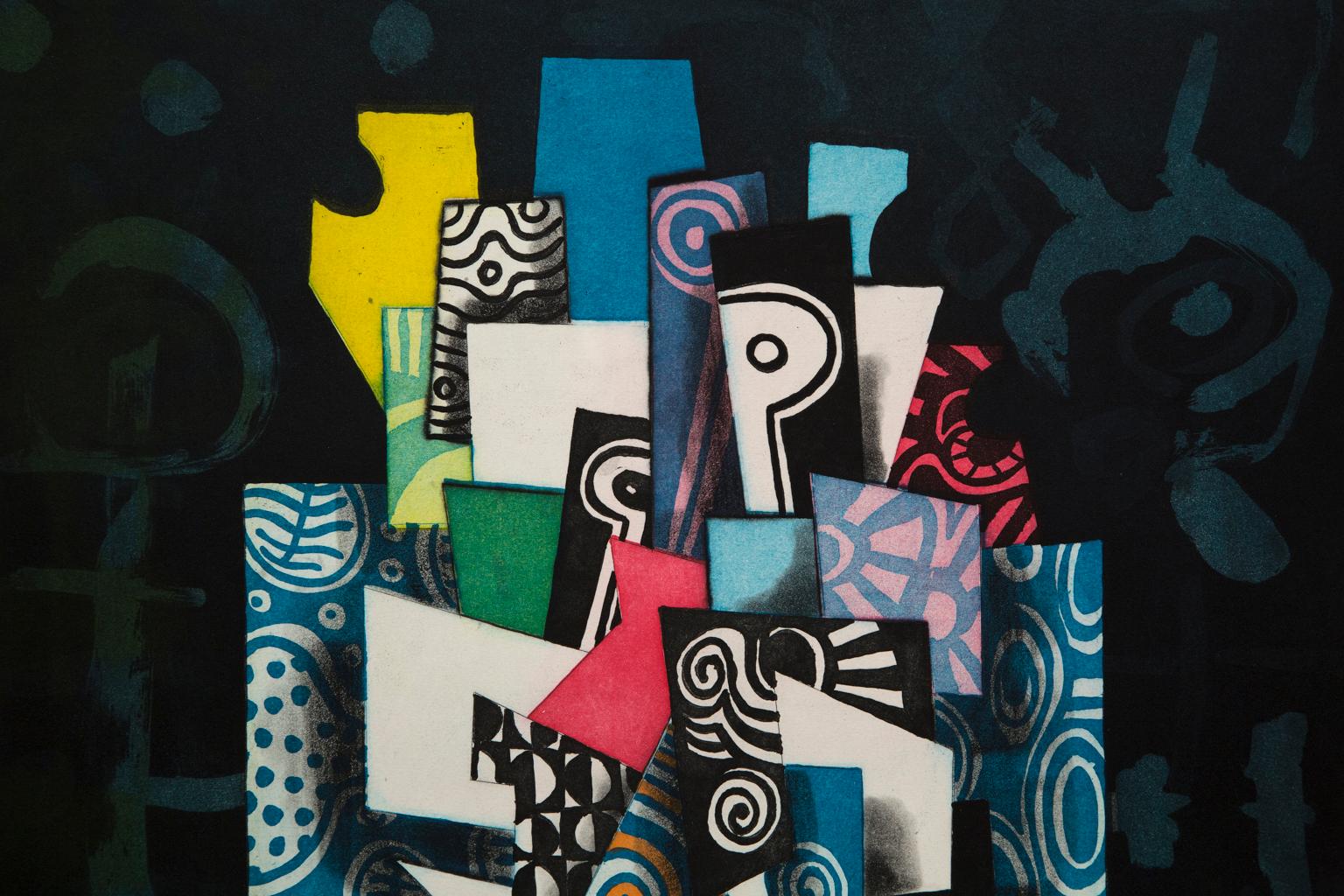 « Untitled IV », gravure à l'aquatinte abstraite en couleur, signée et numérotée  - Beige Abstract Print par James Hansen
