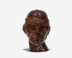 Life-Sized Ceramic Blindfolded Head, Russet-Colored
