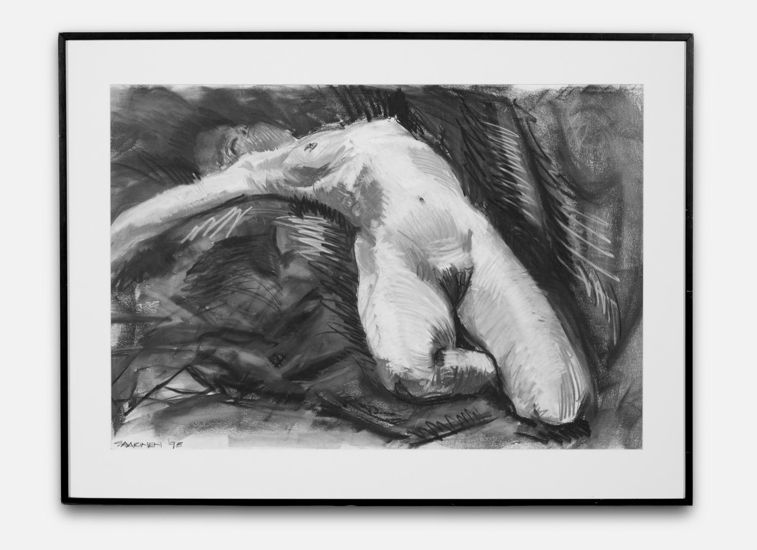 Figurative Art Eric Saarinen - « Femme nue », croquis au fusain, Femme nue