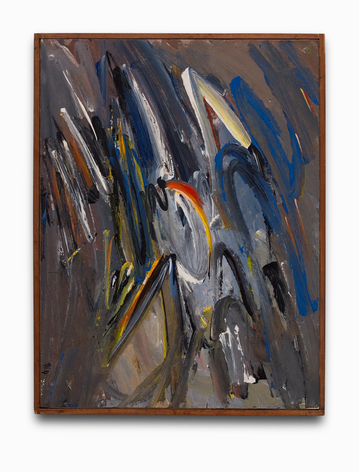 Merton Simpson Abstract Painting - "Untitled Abstract" Oil on Board, Abstract Expressionist, Signed by the Artist