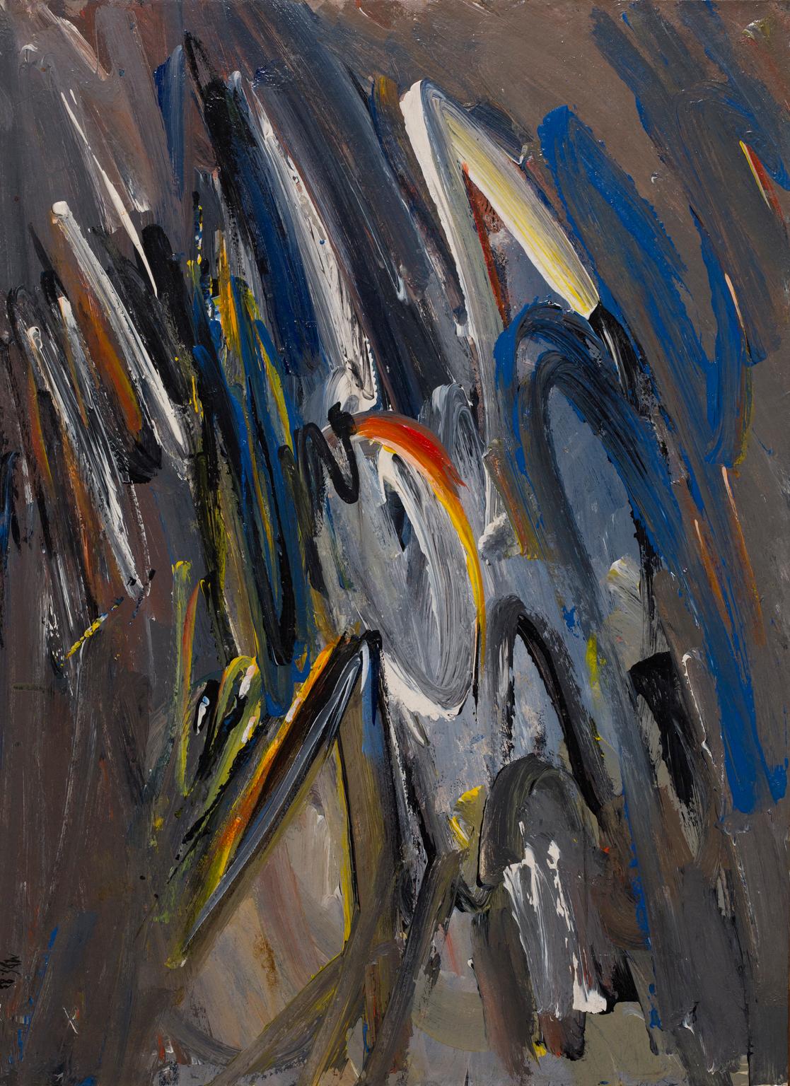 Huile sur panneau, expressionniste abstraite sans titre, signée par l'artiste - Painting de Merton Simpson