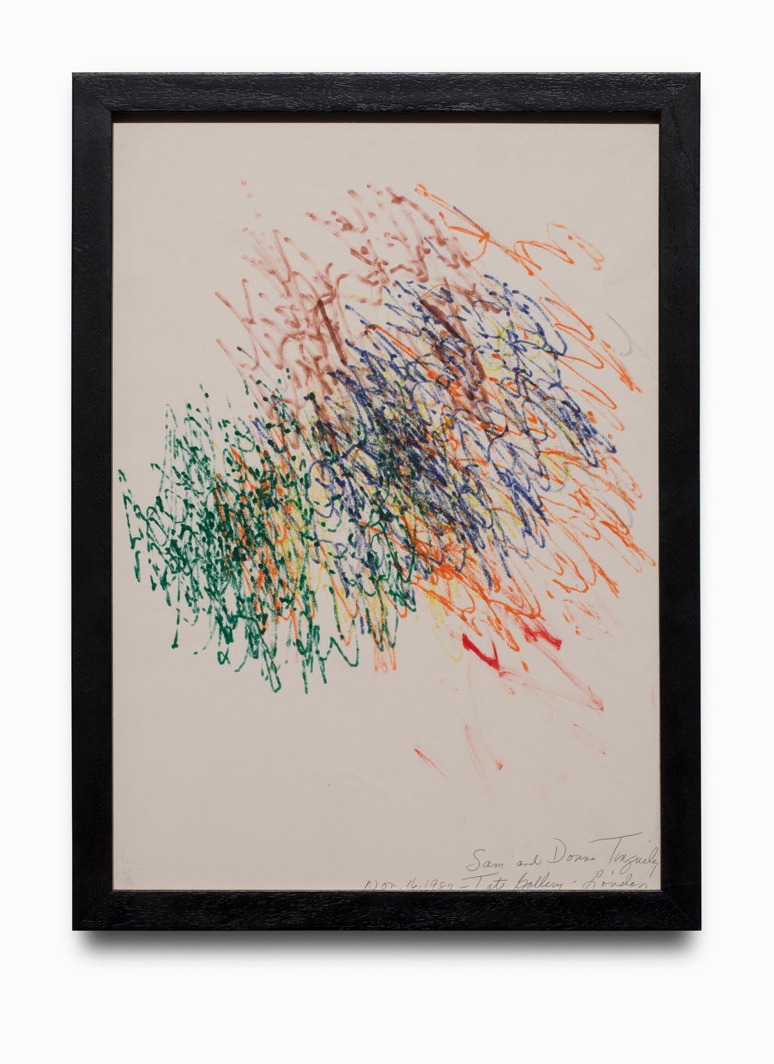 Jean Tinguely Abstract Drawing - "Untitled" Abstract, Ink on Paper, Multiple Colors, Signed