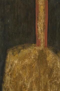 "Untitled" Abstract, Mixed Media on Panel, Earth Tones, Japanese