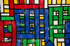 "Untitled", Enamel On Paper, Red, Blue, Green, Yellow, Graphic Design