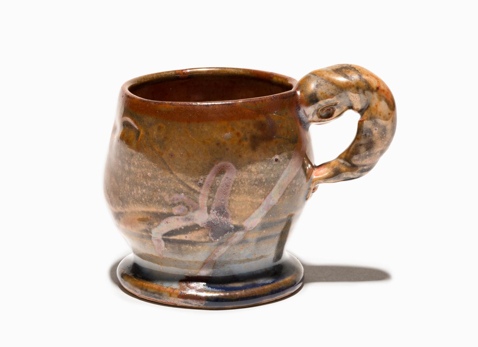 John Glick Plum Street Pottery Reduction Fired Shino Glaze Cup Published in Book For Sale 1