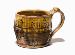 Used John Glick Plum Tree Pottery , Stoneware Mug, Deep Earth Tones, Glazed