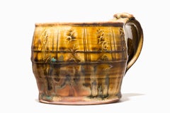 John Glick Plum Tree Pottery , tasse en grès, tons de terre profonds, émaillée