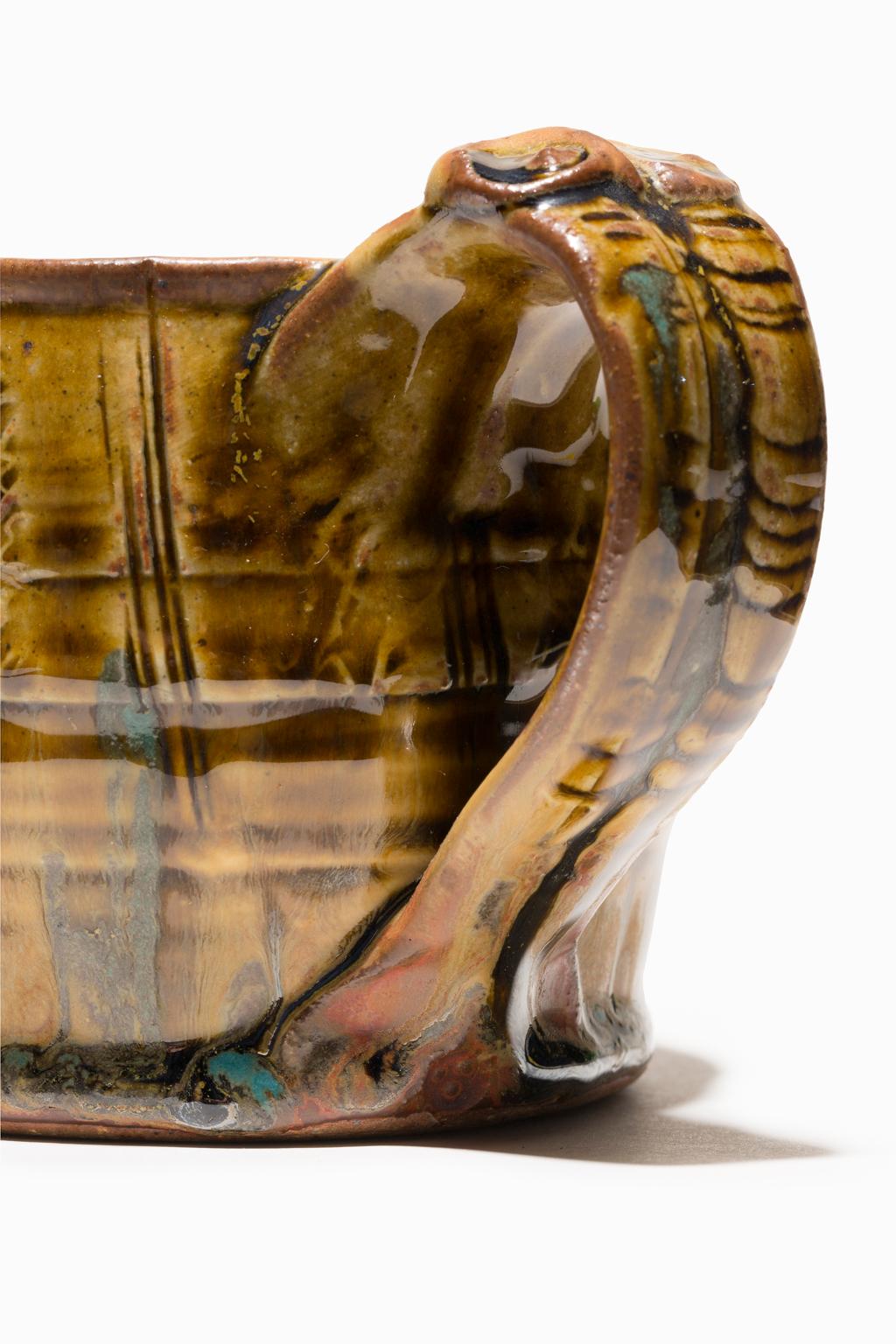 John Glick Plum Tree Pottery , Stoneware Mug, Deep Earth Tones, Glazed For Sale 1