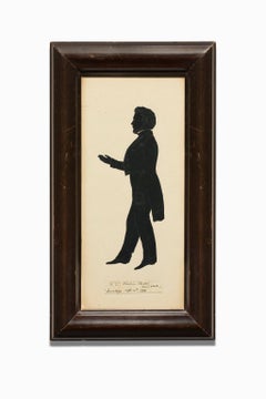 Antique "R.D. Hulin, Clerk of Union Hall", Painted Silhouette, White Pencil Details