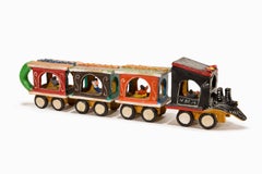 "El Tren" Ceramic, Glaze, Colors, Mexican Folk Art, Four Sections