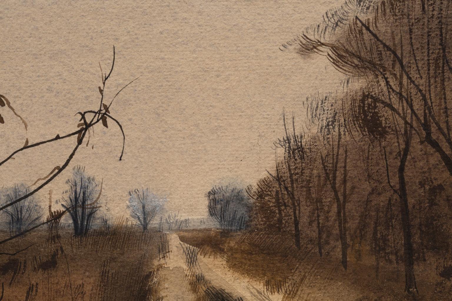 Aquarelle de Charles Culver Landscape Winter Road signée et datée en vente 4