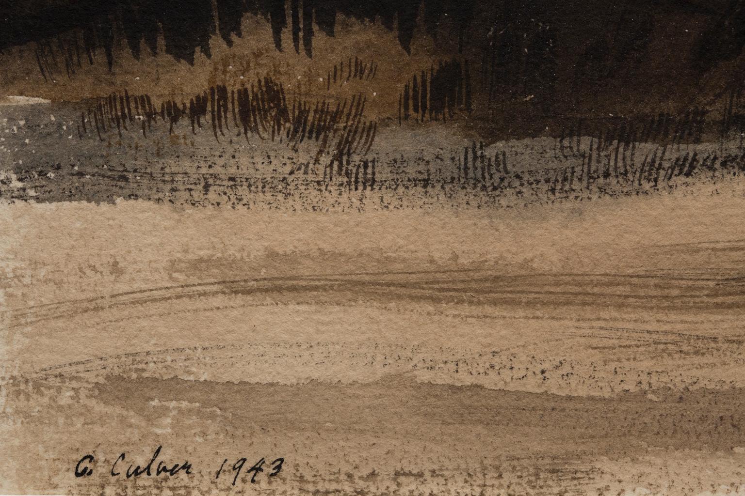 Aquarelle de Charles Culver Landscape Winter Road signée et datée en vente 6
