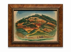 Vintage "Red Hills Near Patzcurao" Watercolor on Paper, Landscape, Signed & Dated