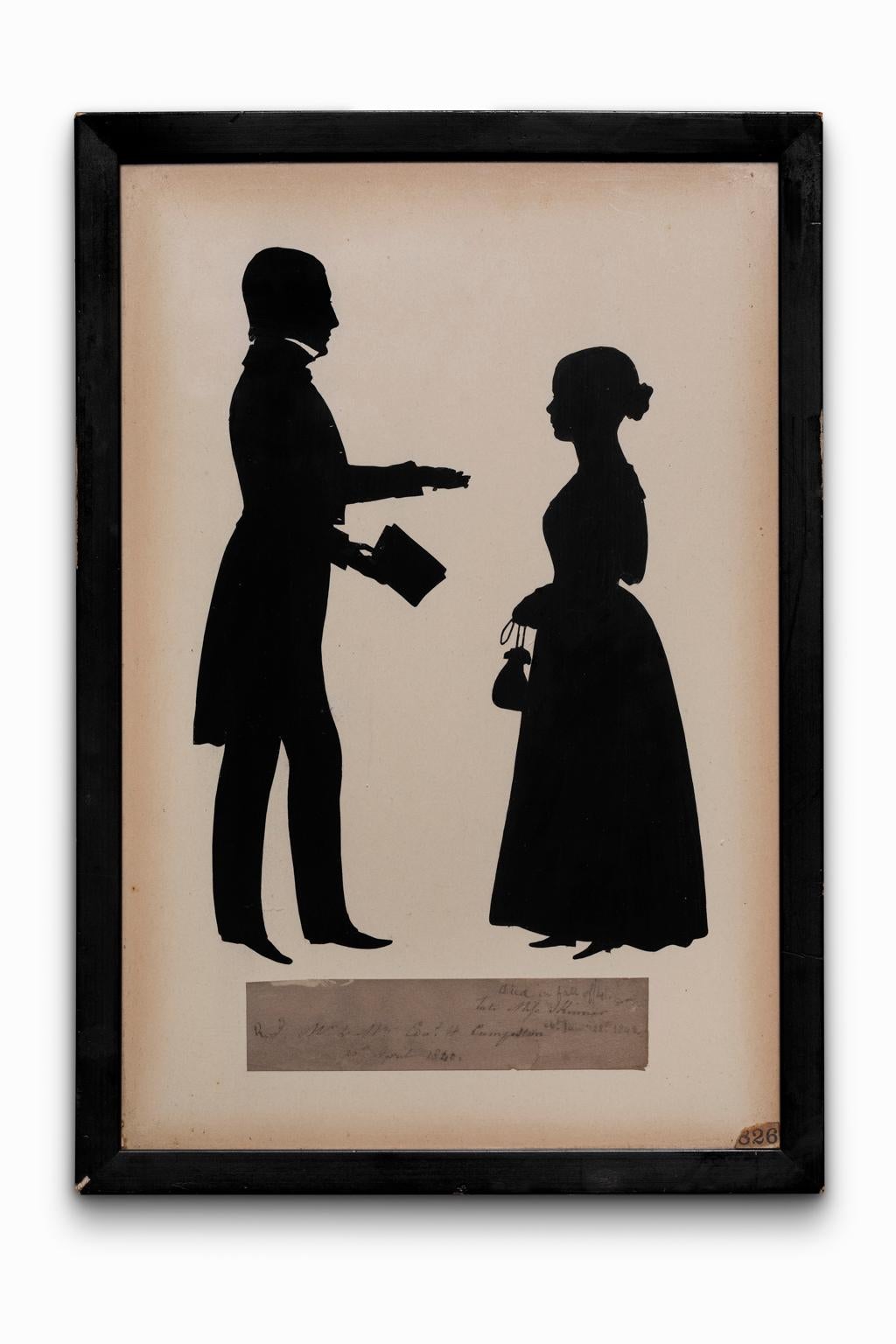 Auguste Edouart Silhouette Schnitt Papier 1840  „Rev & Mrs E H Cumpston“  – Art von August Edouart