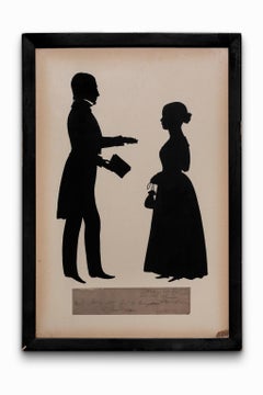 Antique August Edouart Silhouette Cut Paper 1840  "Rev & Mrs E H Cumpston"