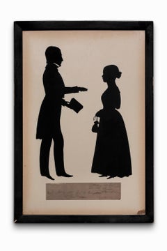 Antique August Edouart Silhouette Cut Paper 1840  "Rev & Mrs E H Cumpston" 