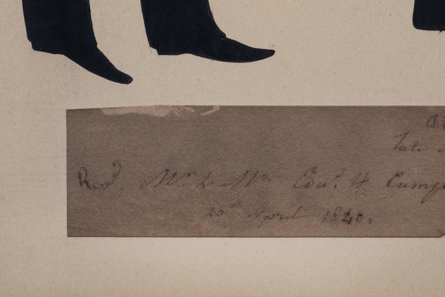 Auguste Edouart Silhouette Schnitt Papier 1840  „Rev & Mrs E H Cumpston“  im Angebot 2