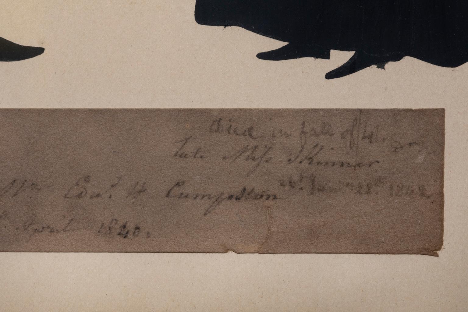 Auguste Edouart Silhouette Schnitt Papier 1840  „Rev & Mrs E H Cumpston“  im Angebot 3