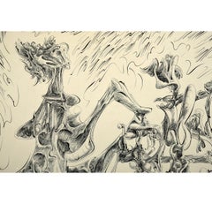 "Pen and Ink Interior" Pen and Ink Abstract on Paper