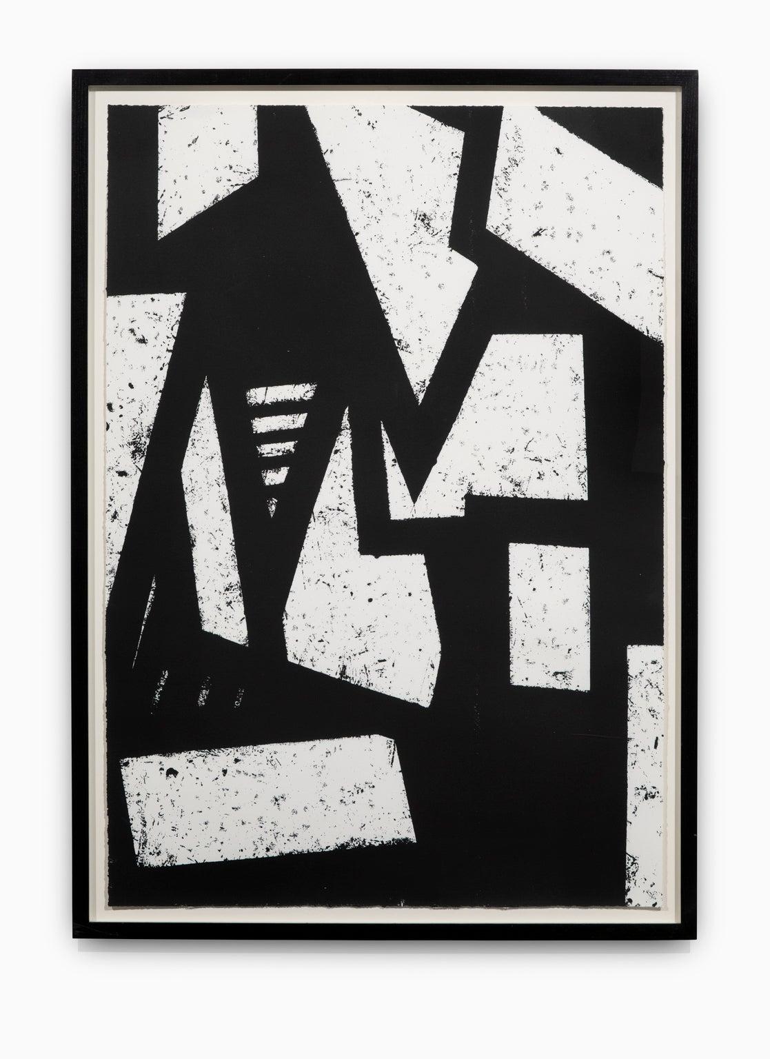 Gordon Newton Abstract Print - "Untitled #3" Hand Printed Black & White Lithograph from Set “Six Prints 1972” 