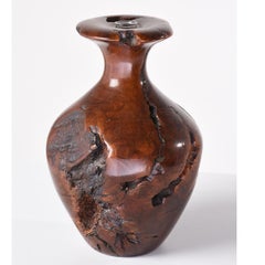 "Barcus Burlwood Vase I" Turned Burlwood Polished Rough, Glass Insert