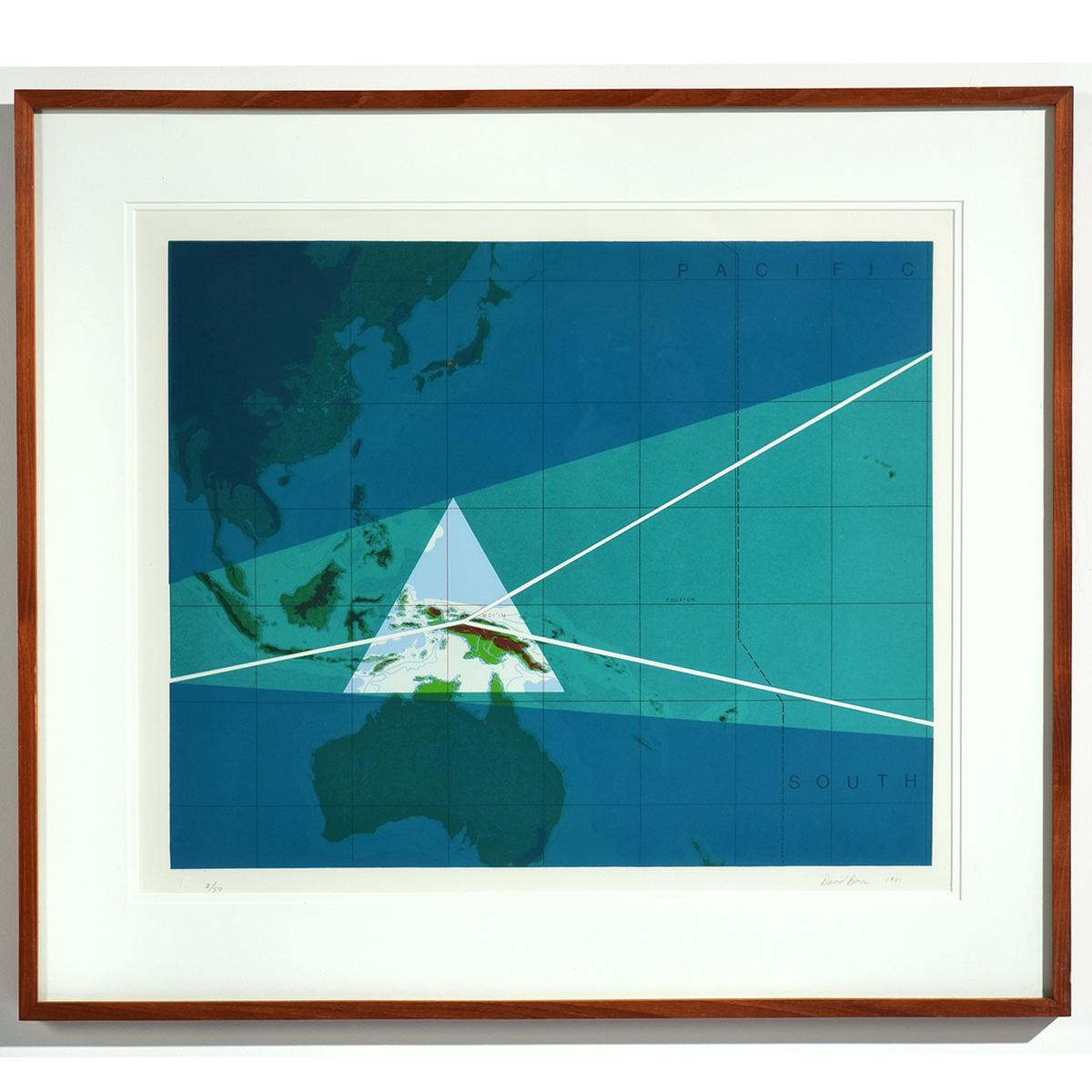 David Barr Landscape Print - "Four Corners Project" Mathematical Geography and Global Art Monograph in Blue