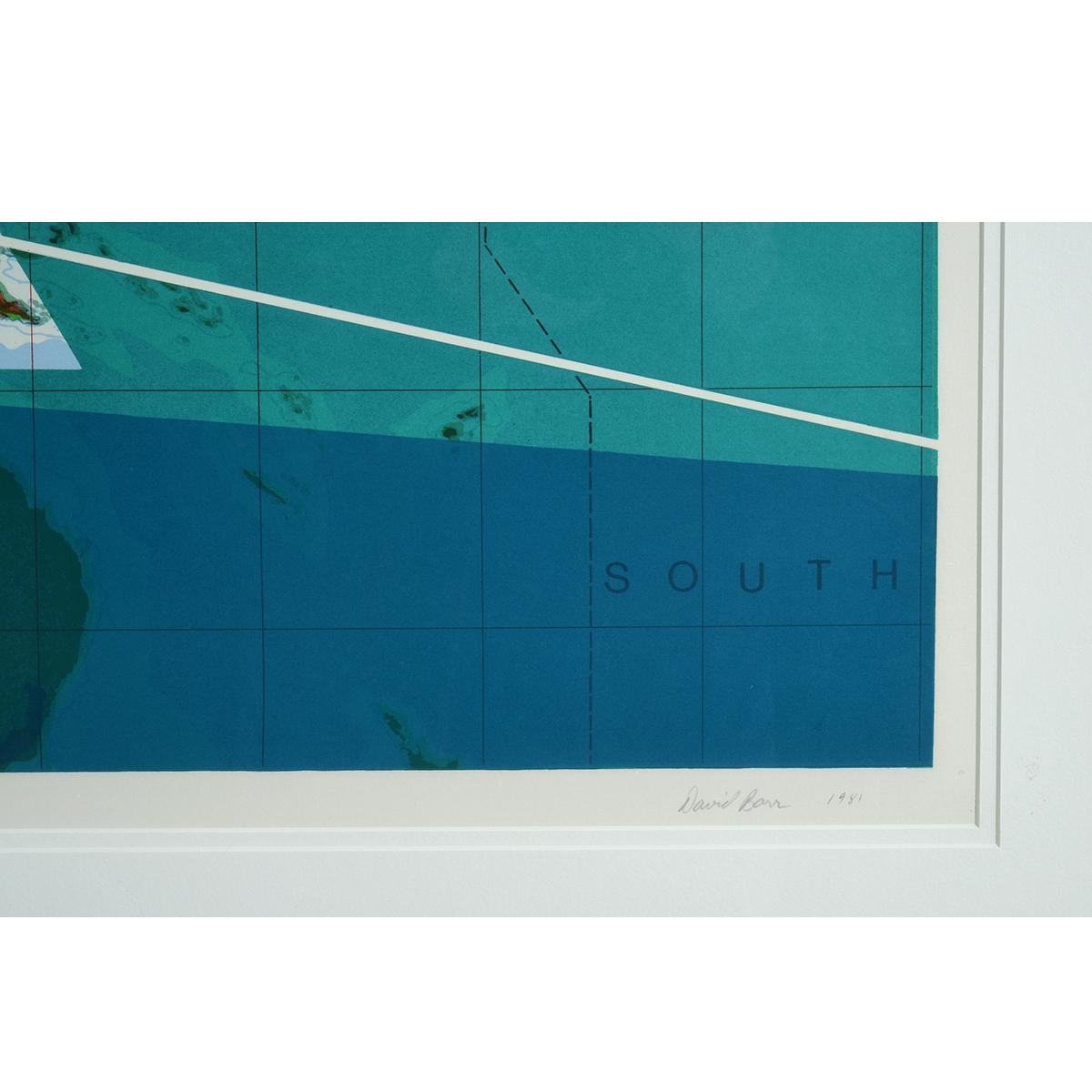 « Four Corners Project », géographie mathématique et monographie d'art international en bleu - Contemporain Print par David Barr