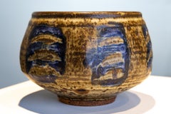 Retro "Salt Glaze Stoneware Ceramic with Blue Design" Otto & Vivika Heino Ceramic Bowl