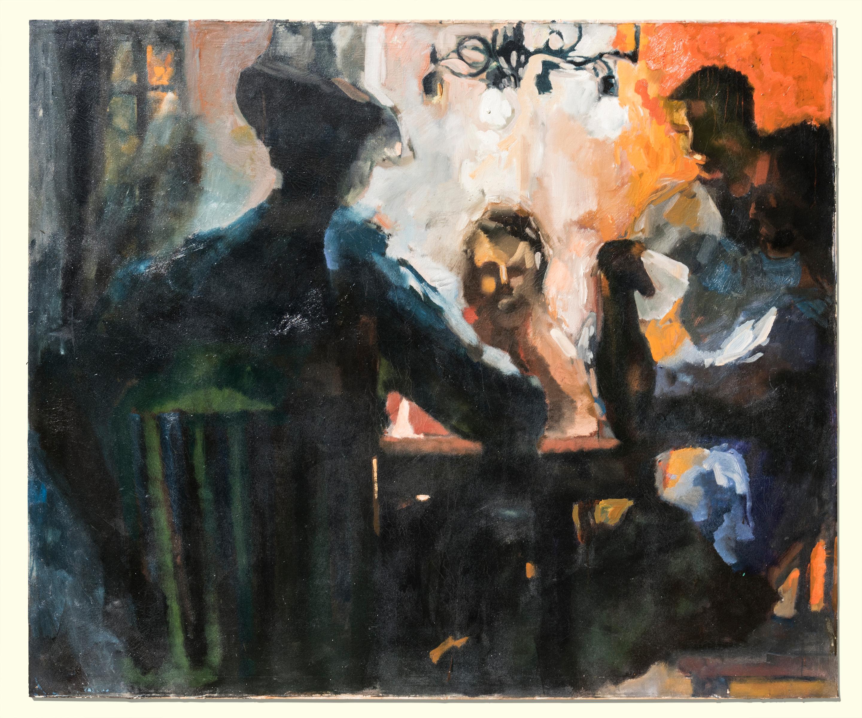 Alvin Demar Loving Interior Painting - "The Card Players" Interior Scene, Card Players, African-American, Intense Color